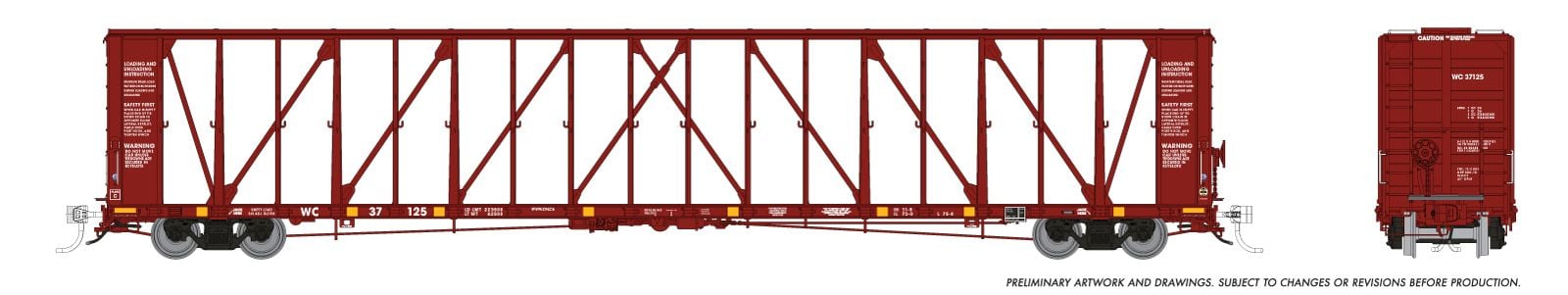 PREORDER Rapido HO 174017 NSC Centerbeam Flatcar, Wisconsin Central (6-Pack)