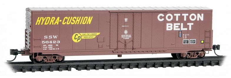 Micro-Trains N 18100291 50' Standard Box Car with 8' Plug Door, No Roofwalk, and Short Ladders, Cotton Belt #56423