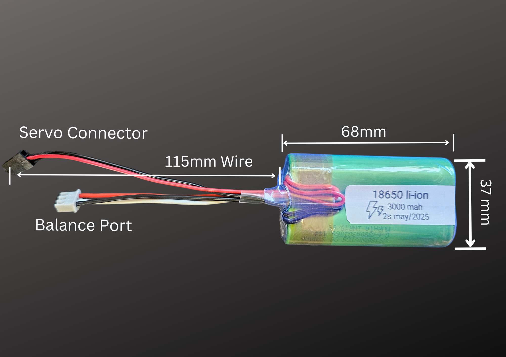 2s SONY 3000mAh Li-ion (Side by Side Configuration)