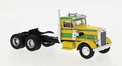 Brekina HO 85760 1955 Peterbilt 281 Semi Tractor Only, Assembled, Yellow, Green