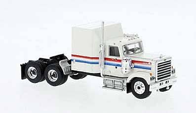 Brekina HO 85783 1980 GMC General Sleeper-Cab Tractor, Assembled, White, Blue, Red