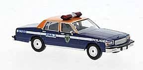 Brekina HO 19711 1987 Chevrolet Caprice Sedan, Assembled, New York Police Department NYPD House Police (blue, orange)