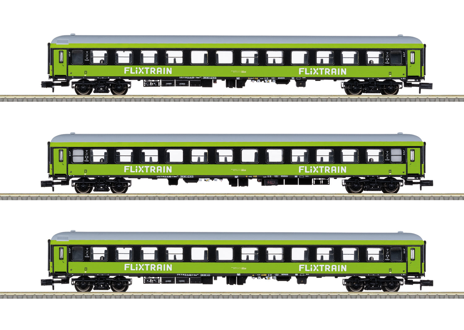 PREORDER Minitrix N 15462 FlixTrain Express Train Passenger Car Set, FlixTrain