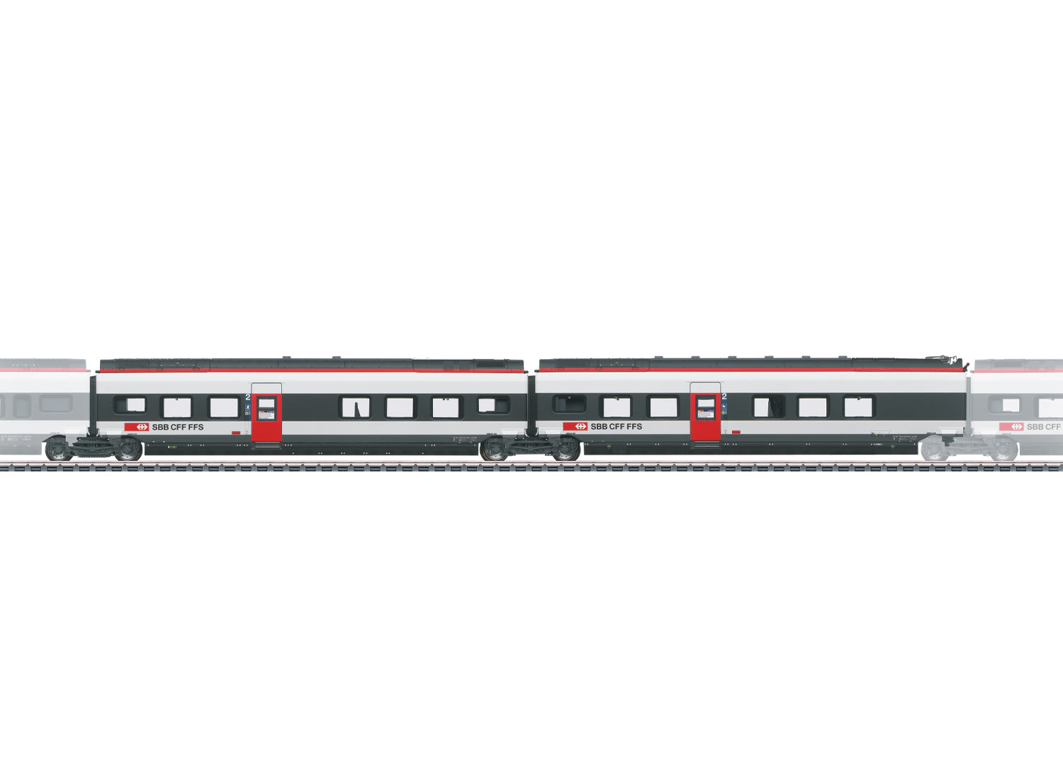PREORDER Marklin HO 43452 Class RABe 501 022 Giruno Add-On Passenger Car Set 2, Swiss Federal Railway (2-Pack)