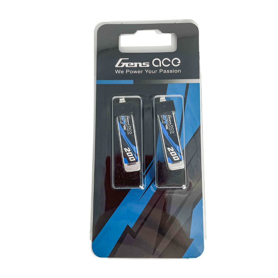 Gens Ace 1S 200mAh 45C Molex 1.25 (2-pack, Eflite UMX compatible)