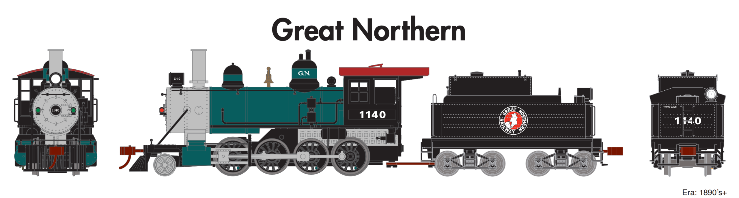 Athearn ATH84979 HO Old Time 2-8-0, GN #1140