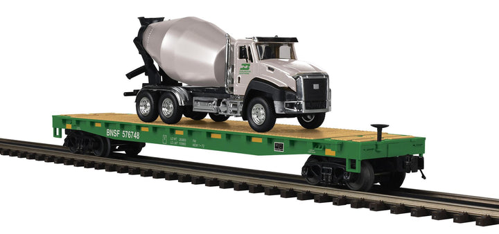 PREORDER MTH Premier O 20-95845 Flat Car with Cement Truck, Burlington Northern Santa Fe