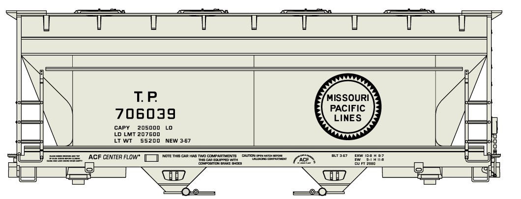 Accurail HO 2218 2-Bay ACF Covered Hopper, Texas Pacific/Missouri Pacific