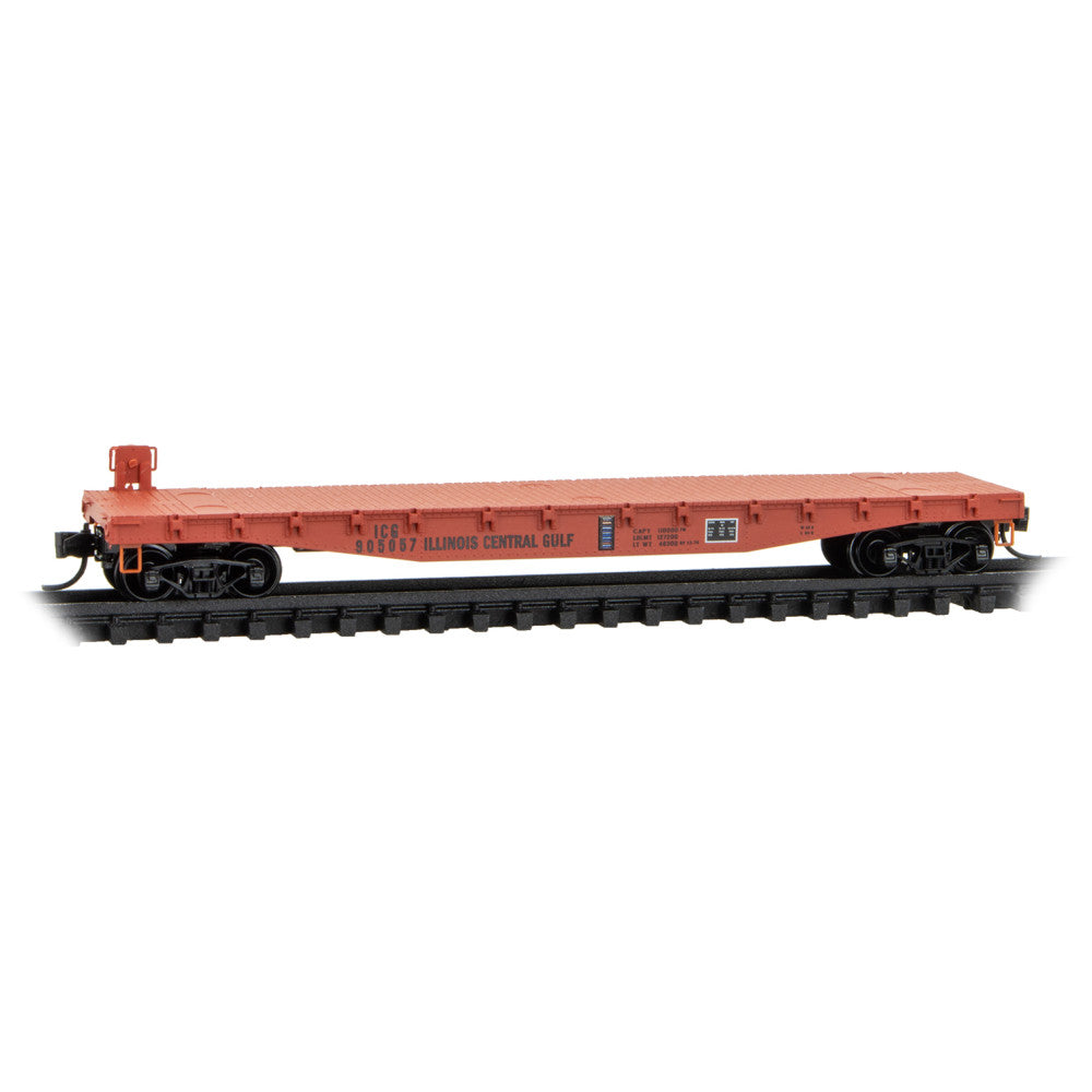 Micro-Trains 045 00 700 50' Flat Car, Fishbelly Side, w/ Side Mount Brake Wheel, Illinois Central Gulf #905057, N Scale