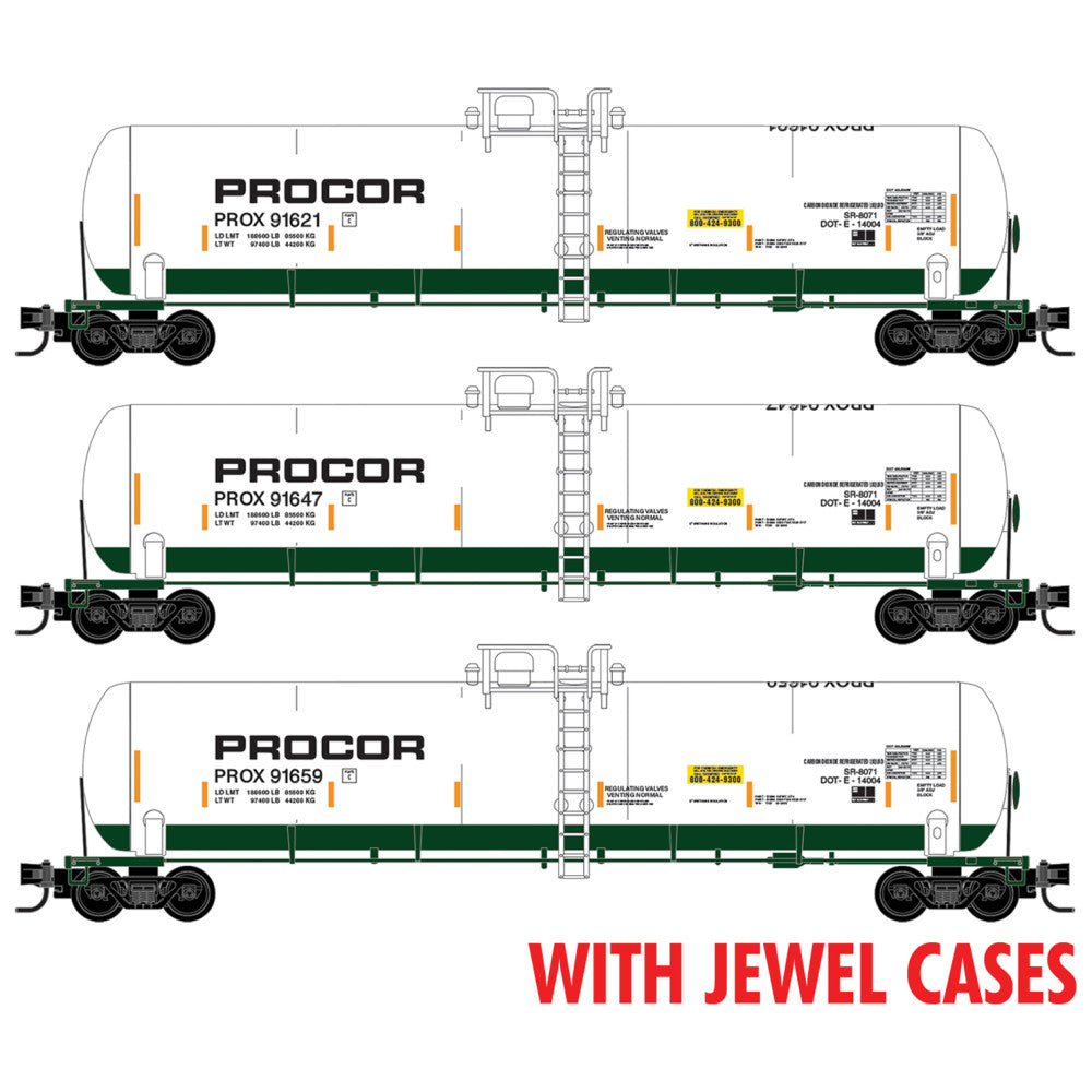 PREORDER Micro-Trains N 983 00 234 56' General-Service Tank Car 3-Pack, Procor PROX #91621, 91647, 91659