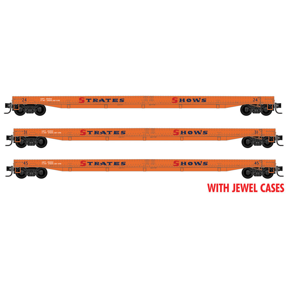 Micro-Trains N 983 02 269 70' Warren Circus Flat Cars Strates Shows Flat Car 3-Pack | 62.21