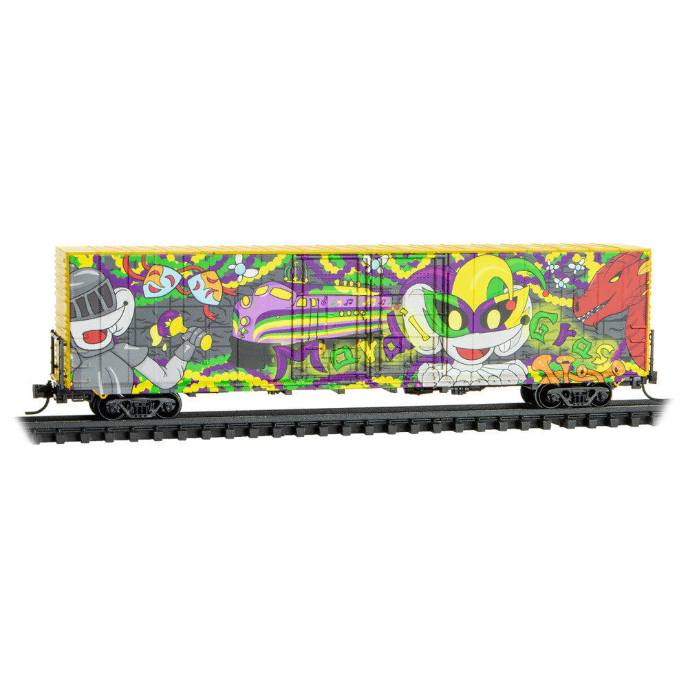 Micro-Trains N 10200310 Modified 60' Excess-Height Double-Plug-Door Boxcar, Micro-Mouse Mardi Gras