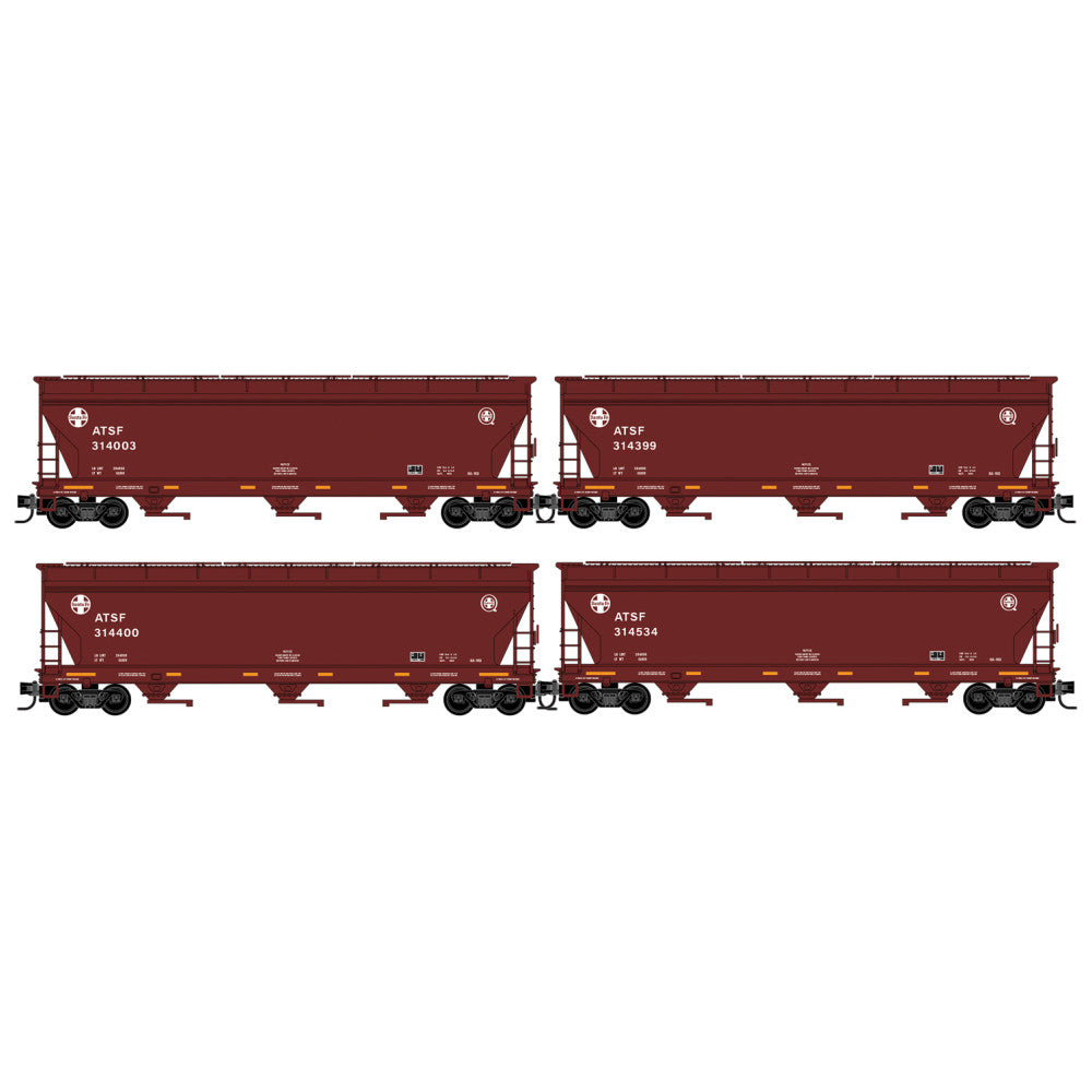 Micro-Trains N 983 00 237 ACF 3-Bay Center Flow Covered Hopper with Elongated Hatches, Atchison Topeka & Santa Fe #314399, 314534, 314400, 314003