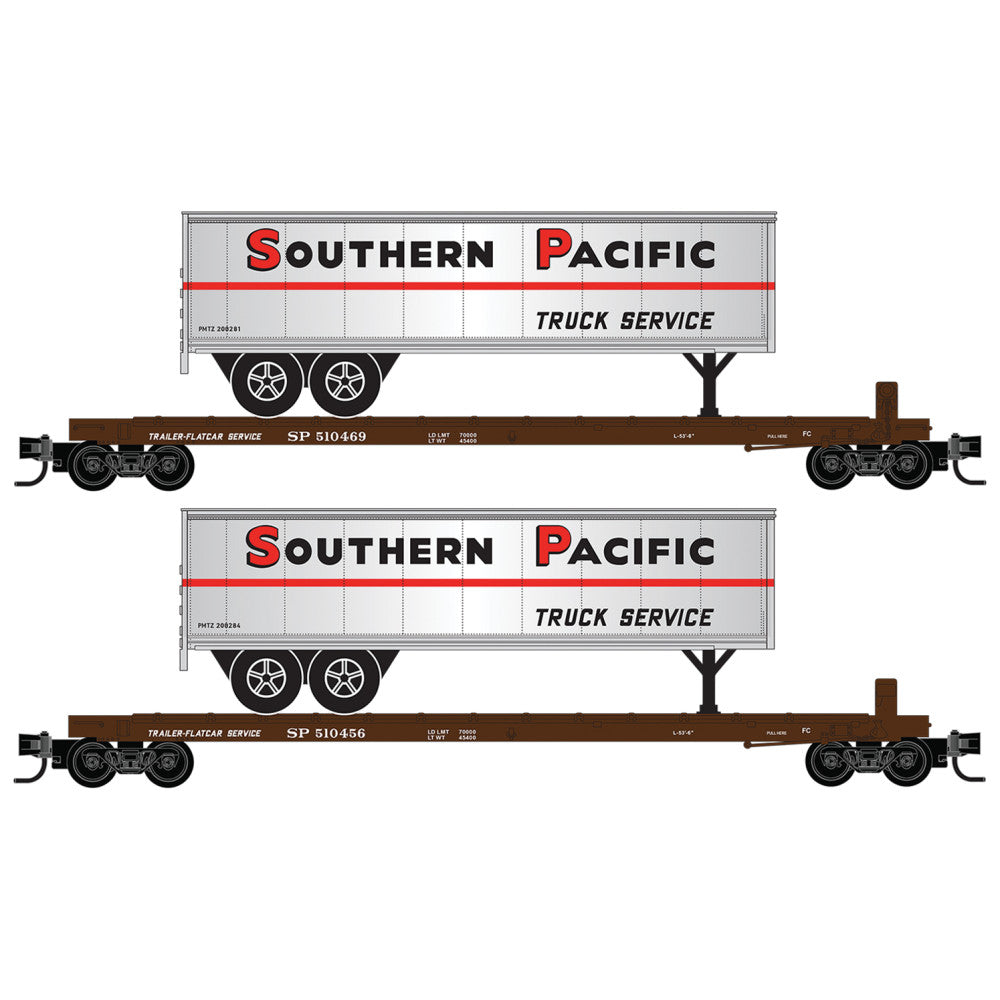 Micro-Trains 983 02 279 N 57' Converted TOFC Flatcars with Southern Pacific Trailers (2-Pack), Southern Pacific | 85.46