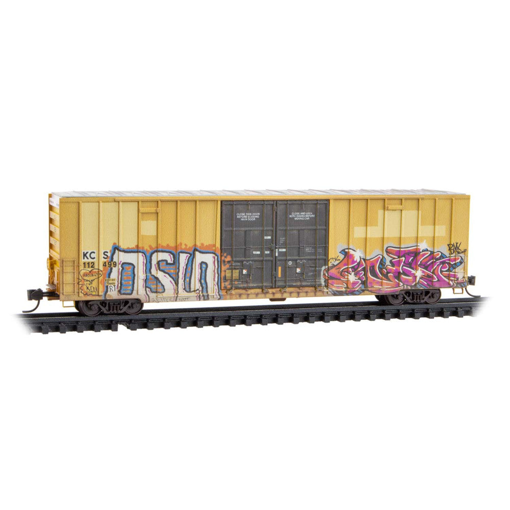 Micro-Trains N 12344150 Weathered 60' High-Cude Boxcar, Kansas City Southern ex-TTX # 112499
