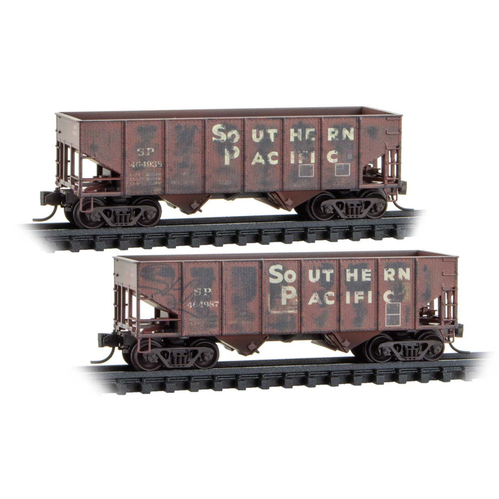 Micro-Trains N 98305094 Weathered 33' Rib Side 2-Bay Hoppers, Southern Pacific (2-Pack)