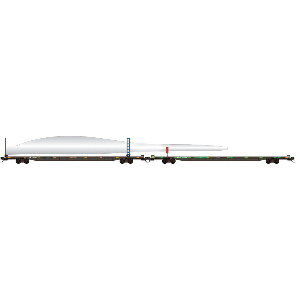 PREORDER Micro-Trains N 98302285 89' Flatcar, PEYX Wind Turbine Consist #7 (2-Pack)