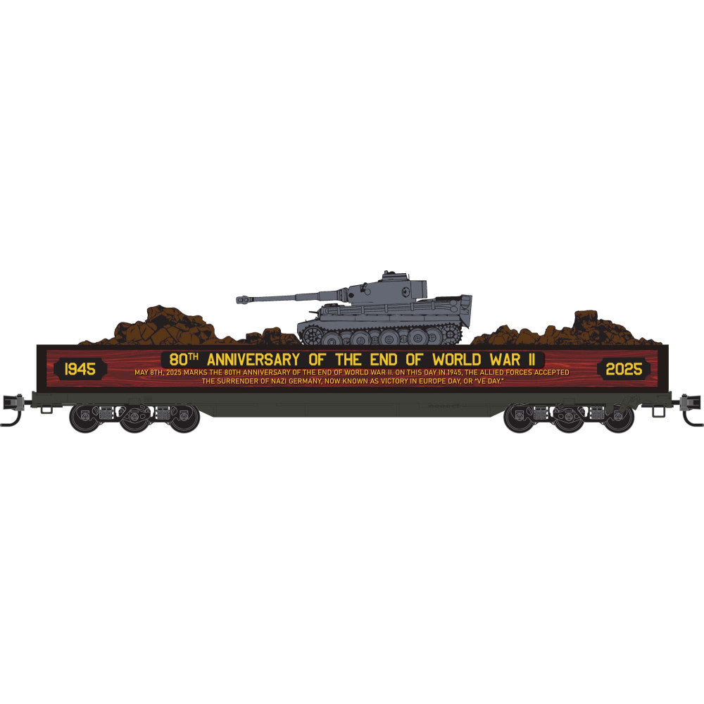 Micro-Trains N 13700074 68' Flatcar, Department of Defense End of the World War II Honorary Car
