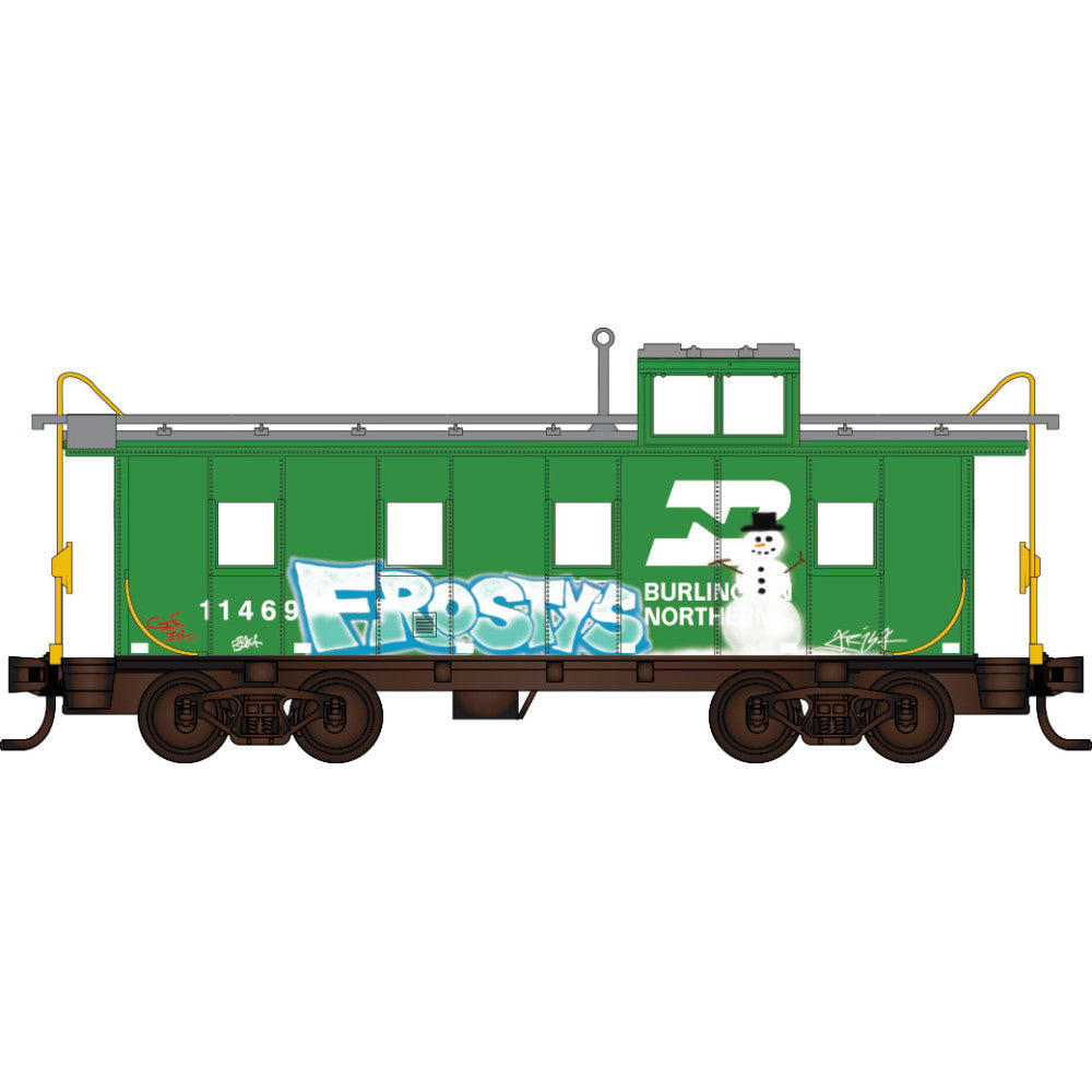 Micro-Trains N 10044063 36' Riveted Steel Caboose, Burlington Northern Christmas Graffiti #11469