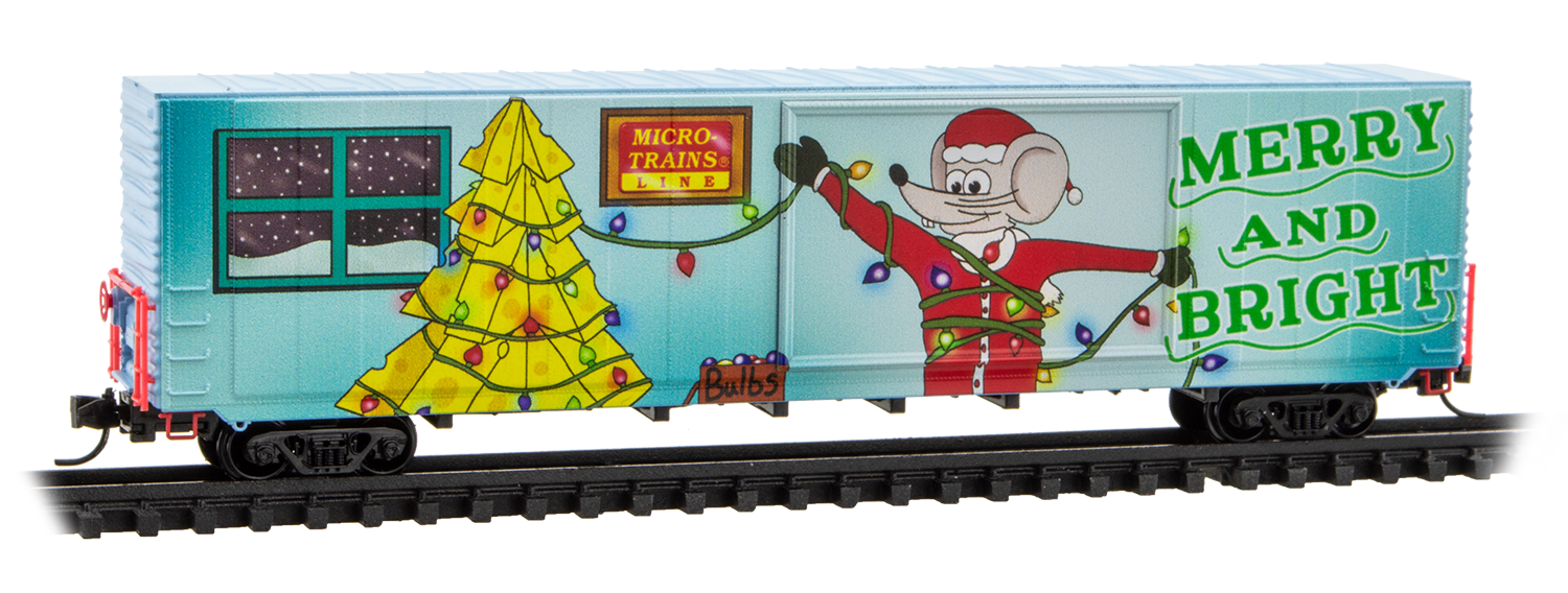 Micro-Trains N 10200854 60' Excess Height Double Plug Door Boxcar, Micro-Mouse Christmas Car 2025 (Light Up)