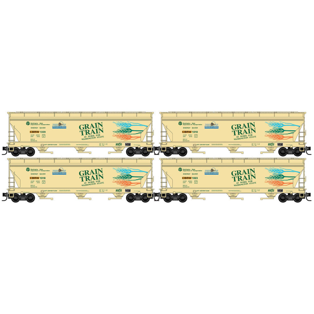 PREORDER Micro-Trains N 98300244 3-Bay Covered Hopper Runner Pack, Columbia Basin Grain Train #244 (4-Pack)
