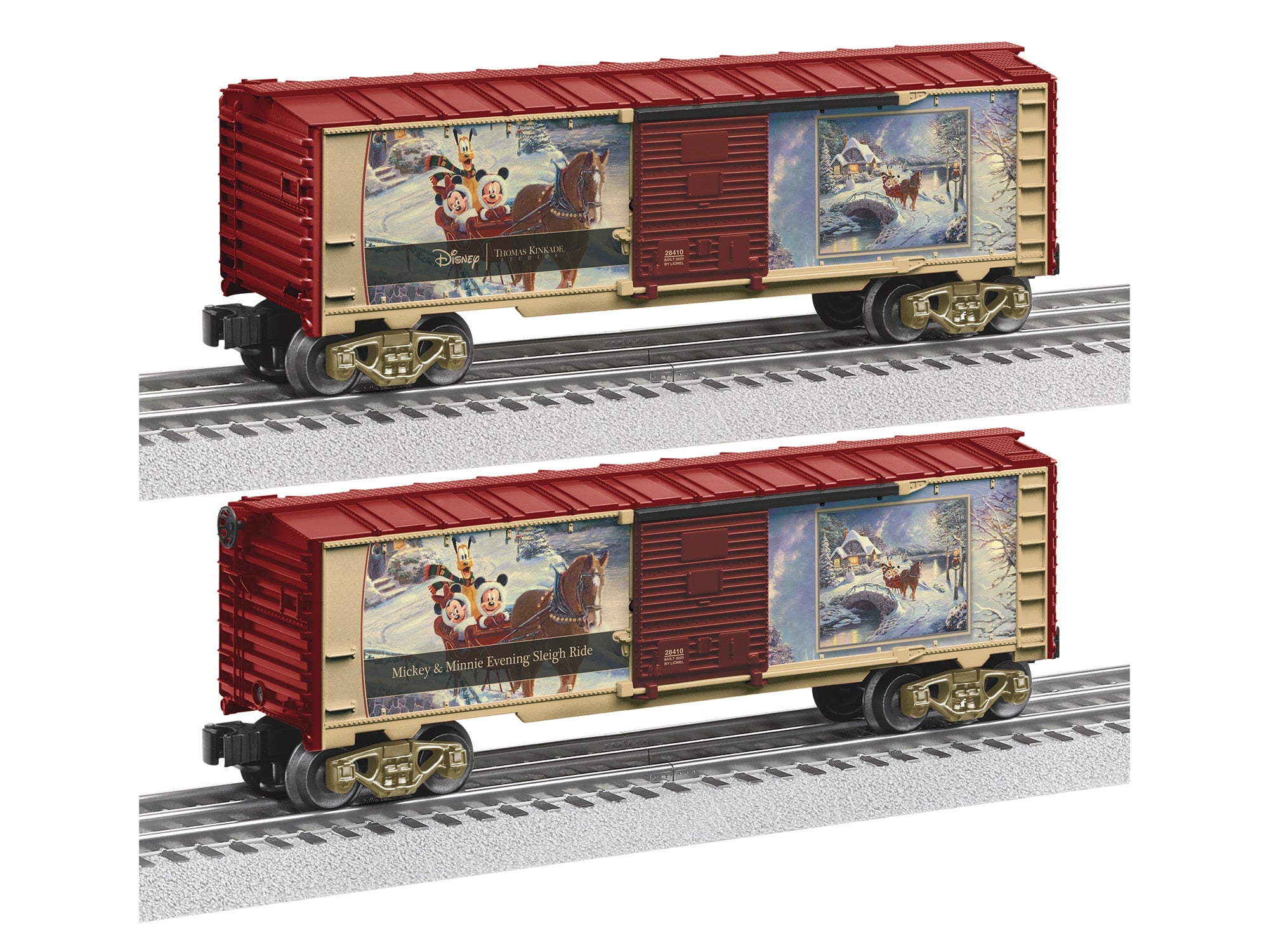 PREORDER Lionel O 2528410 Thomas Kinkade Boxcar, Disney Mickey & Minnie Evening Sleigh | 89.99