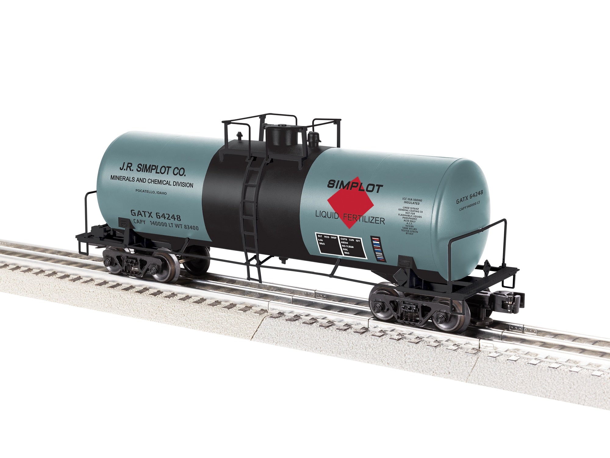 PREORDER Lionel O 2542402 40' Tank Car, JR Simplot #64248 | 80.99