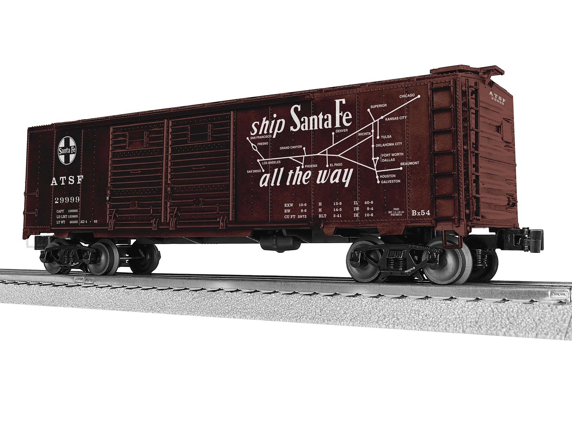PREORDER Lionel O 2542422 40' Double Door Boxcar, Atchison Topeka & Santa Fe #29999 | 76.49
