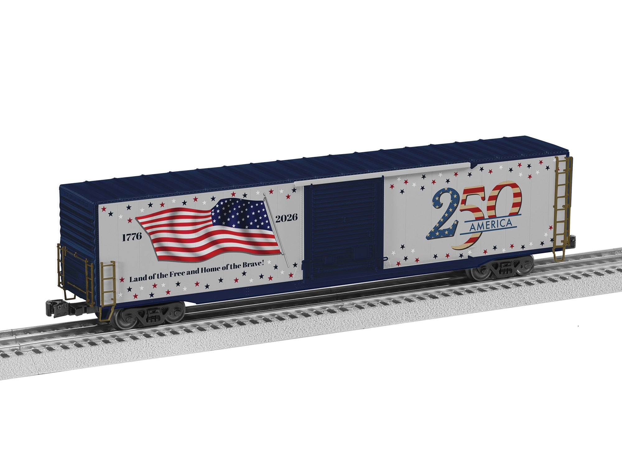 PREORDER Lionel O 2626010 3-Rail Pullman-Standard PS-1 60' Single-Door Boxcar with Lights, America 250