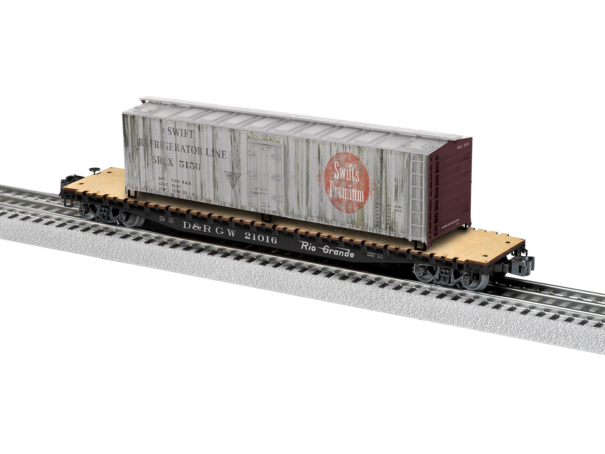 PREORDER Lionel O 2626170 PS-4 Flatcar with Woodside Reefer Load, Rio Grande #21016