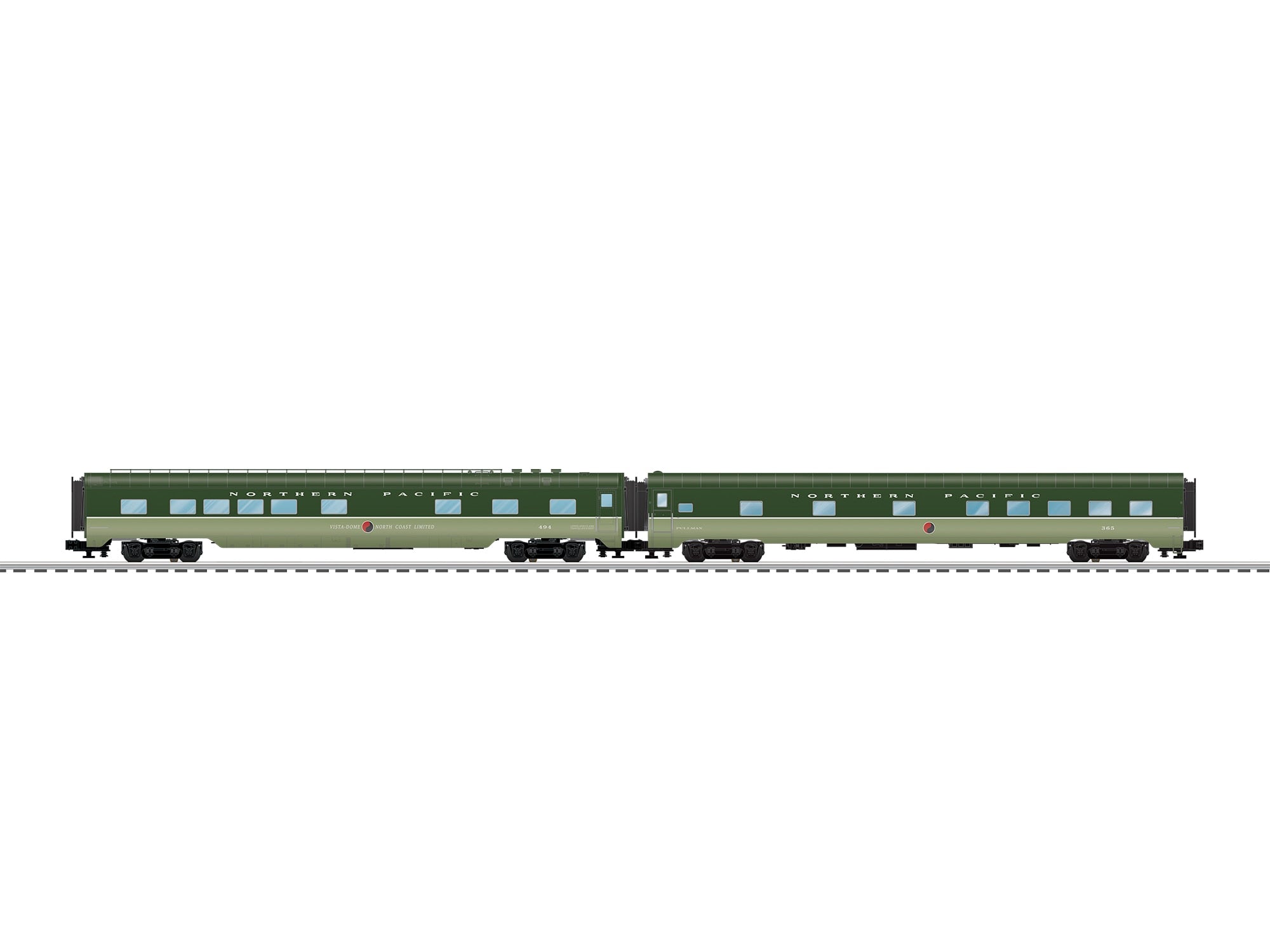 PREORDER Lionel O 2627060 3-Rail 21" Pullman Sleeper, Diner Set, Northern Pacific