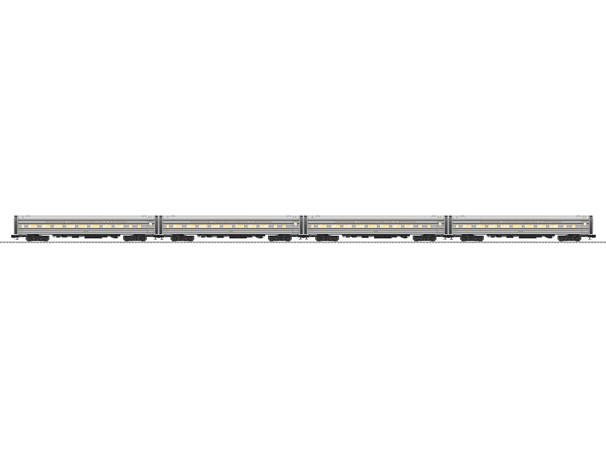 PREORDER Lionel O 2627320 Aluminum 18" Passenger, Richmond Fredericksburg & Potomac (4-Pack)