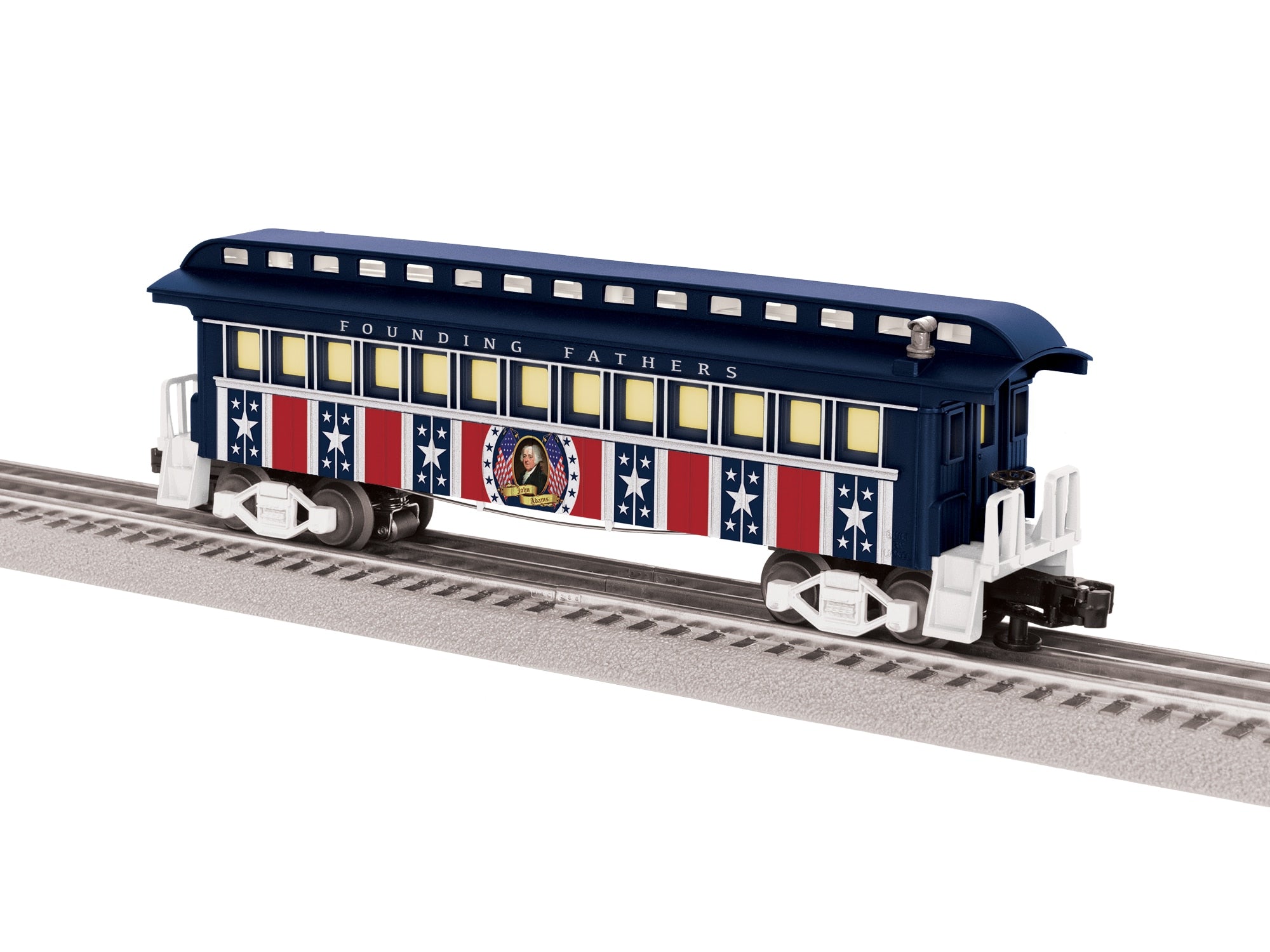 PREORDER Lionel O 2627390 3-Rail Old-Time Wood Coach, Founding Fathers John Adams