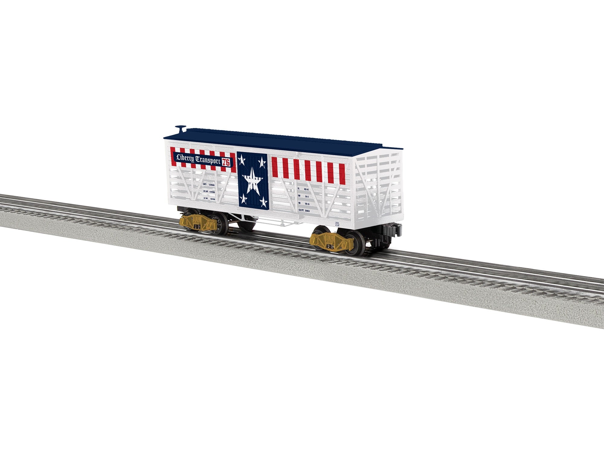 PREORDER Lionel O 2628050 3-Rail Wood Stock Car, America 250