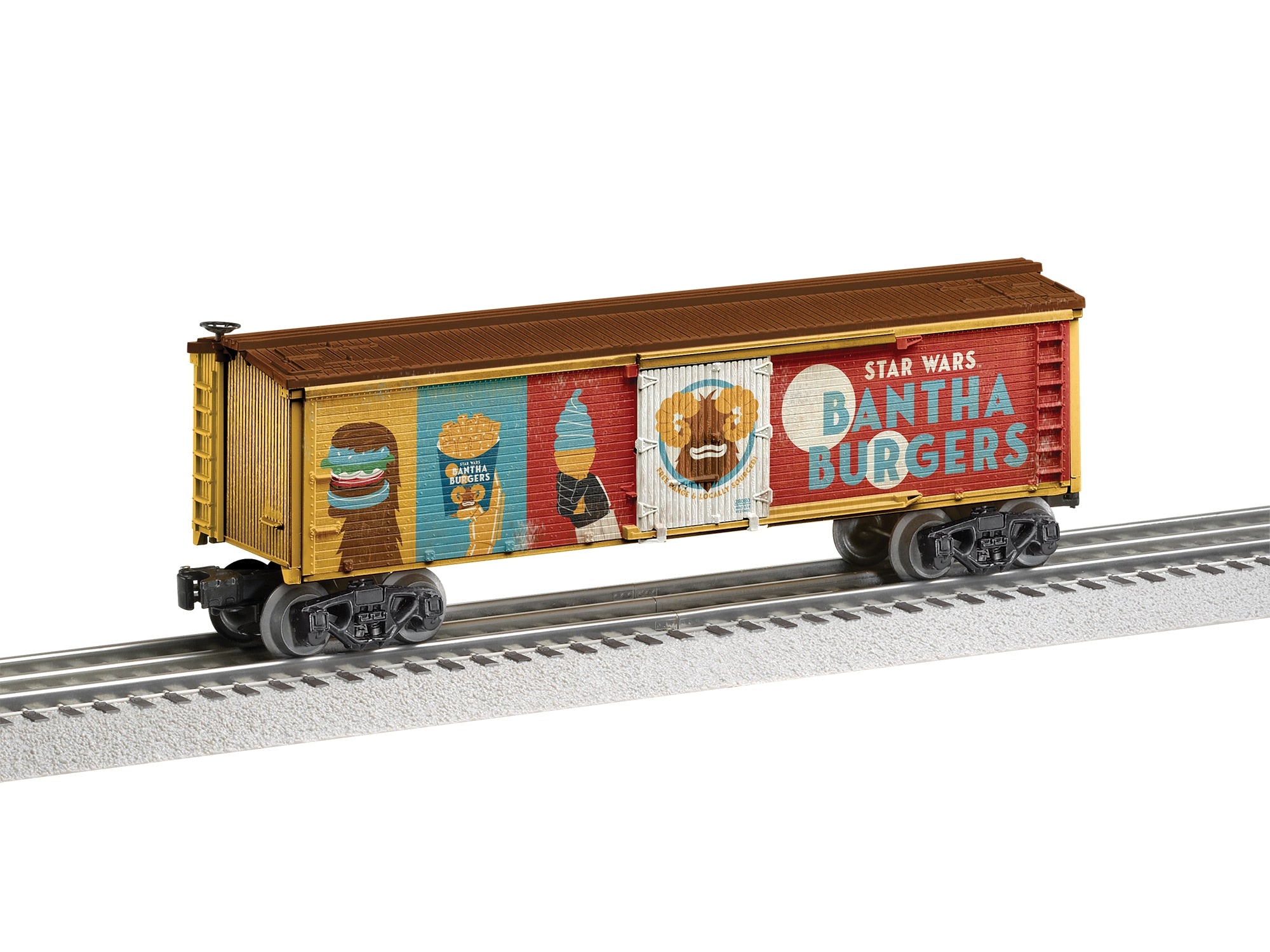 PREORDER Lionel O 2628080 3-Rail Wood Reefer with Horizontal Siding, Star Wars Bantha Burgers