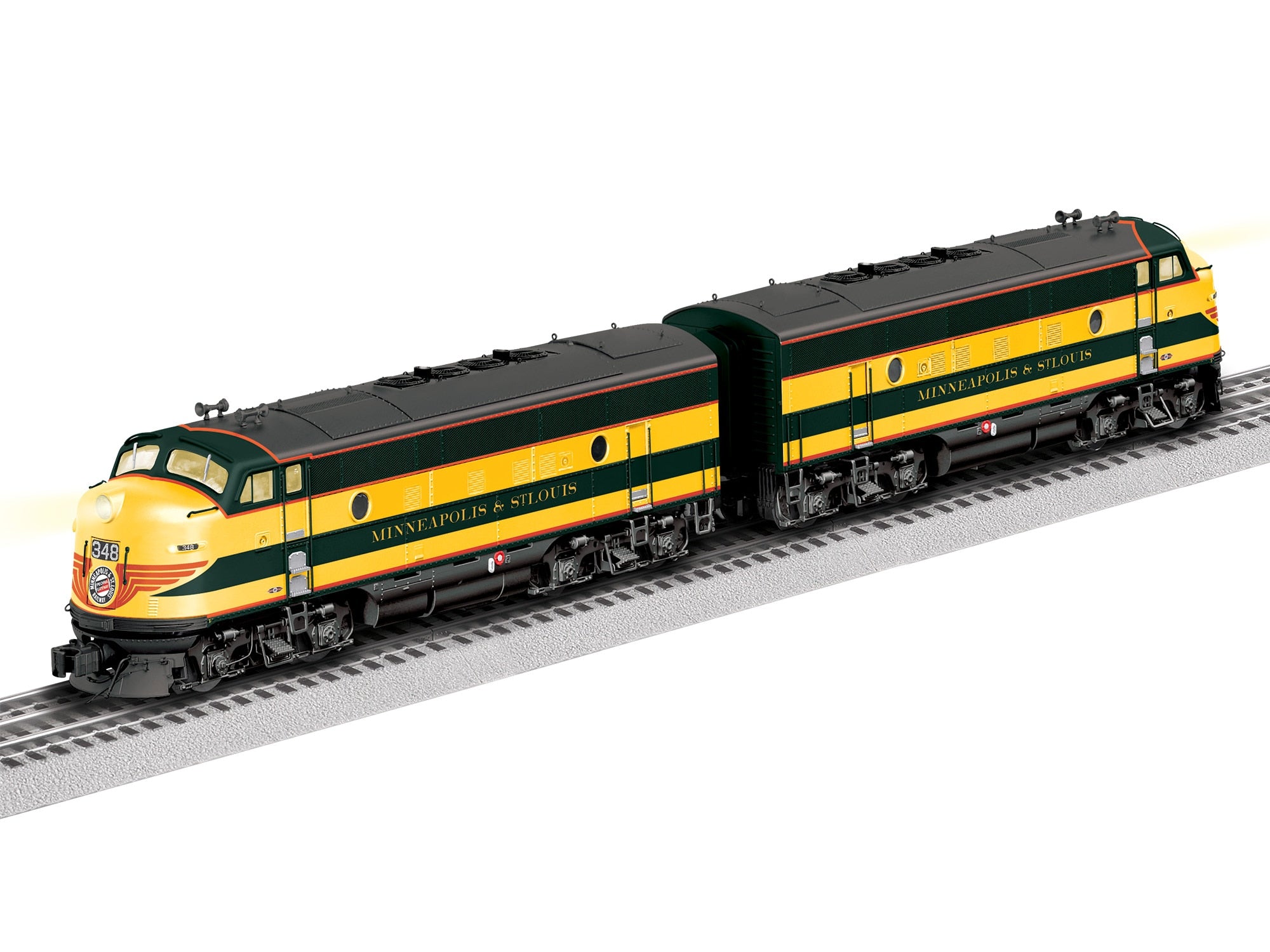 PREORDER Lionel O 2633210 3-Rail Legacy EMD F3 A-A Set, Minneapolis & St Louis #348A/348C (DCC & Sound Equipped)