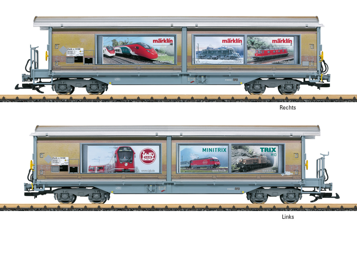 PREORDER LGB G 48576 Haik-v Sliding-Wall Boxcar, Rhaetian RhB #5130