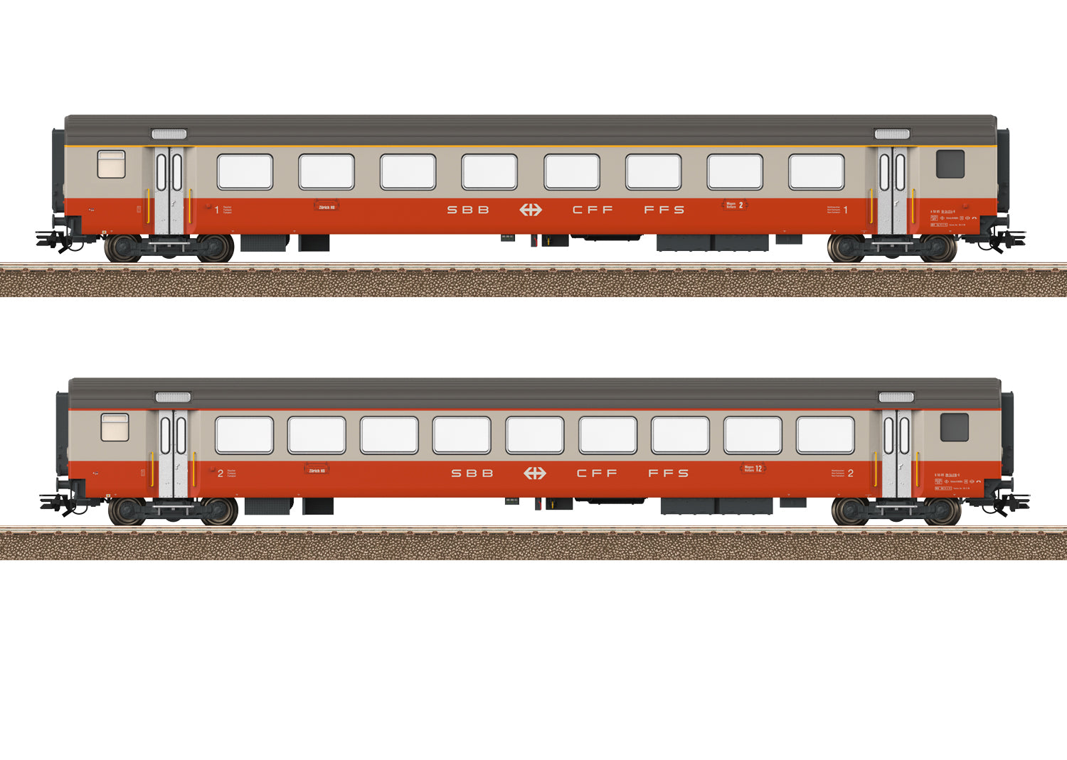 PREORDER Minitrix HO 23691 Type A Coach, Type B Coach Set, Swiss Federal Railways (2-Pack)