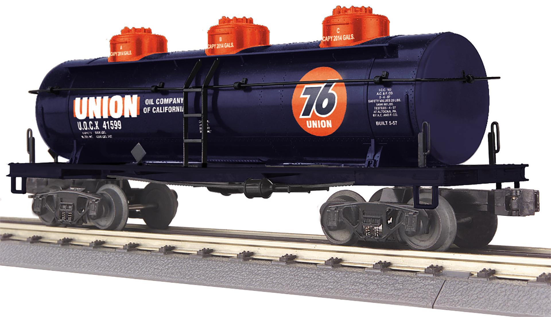 PREORDER MTH RailKing O 30-73662 3-Dome Tank Car, Union 76