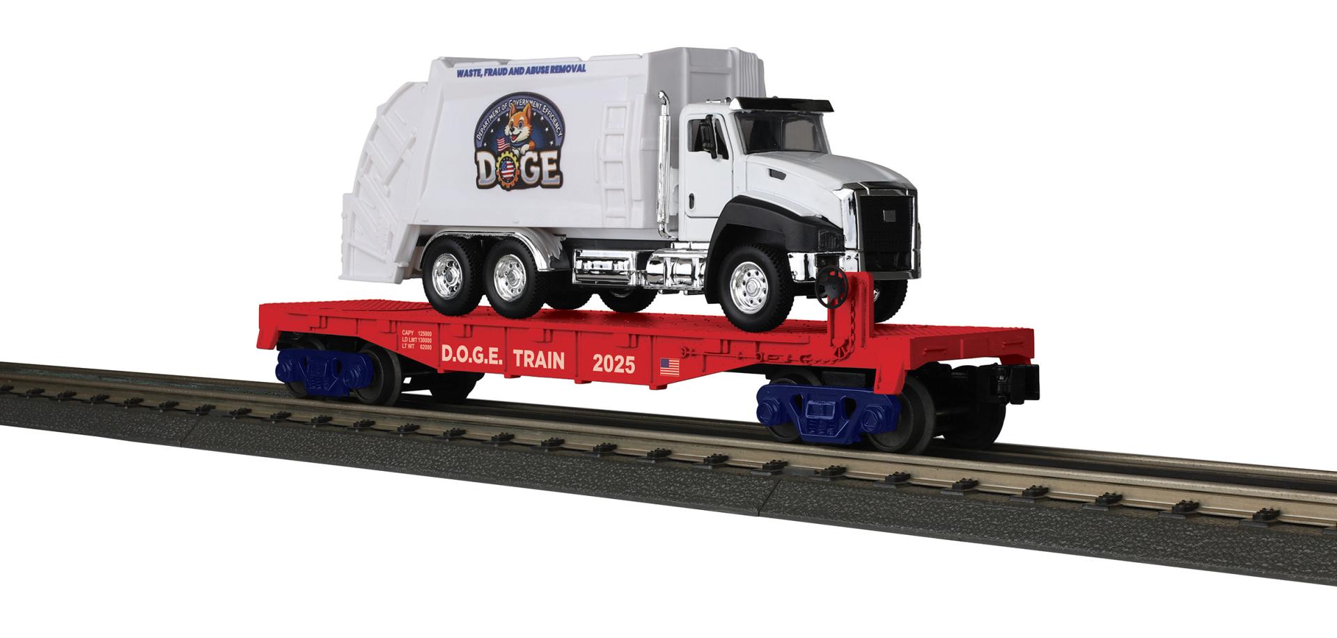 PREORDER MTH RailKing O 30-76957 Flat Car with Garbage Truck, DOGE