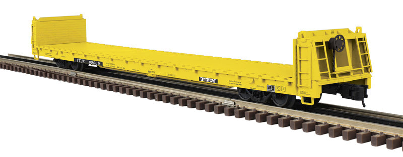 PREORDER Atlas Trainman O 3001932 3-Rail 62' Short Bulkhead Flatcar, Trailer-Train TTJX