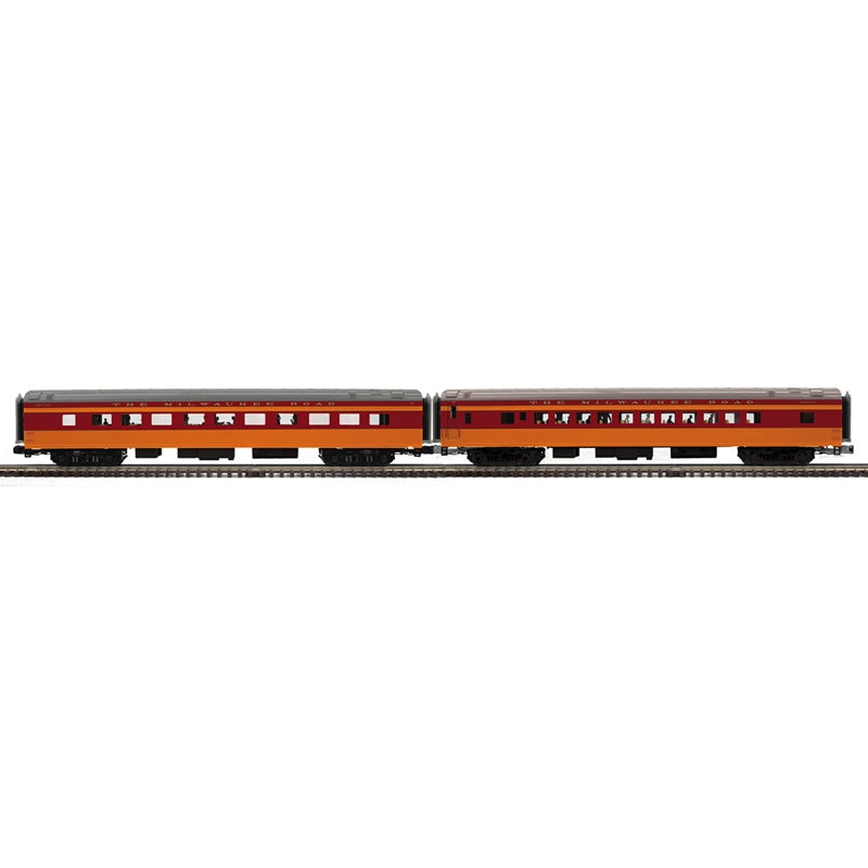 PREORDER Atlas Premier O 3001956 3-Rail 70' Streamlined Coach/Diner Car Set, Milwaukee Road #491/114 (2-Pack)