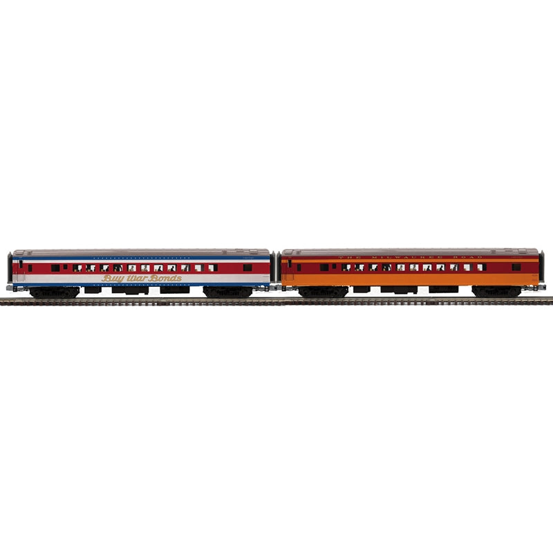 PREORDER Atlas Premier O 3001957 3-Rail 70' Streamlined Coach, Milwaukee Road #485/477 (2-Pack)