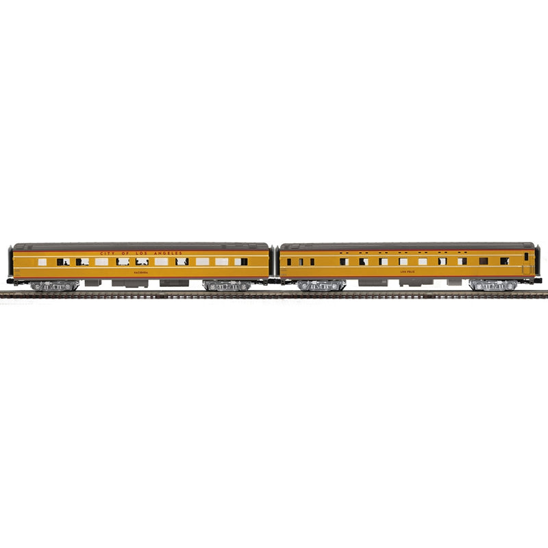 PREORDER Atlas Premier O 3001960 3-Rail 70' Streamlined Sleeper/Diner Car Set, Union Pacific Hacienda/Los Feliz (2-Pack)