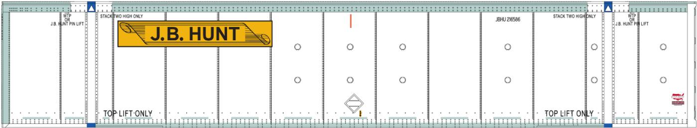 PREORDER Intermountain HO 30501-12 53' Container, JB Hunt #216580/217496 (2-Pack)