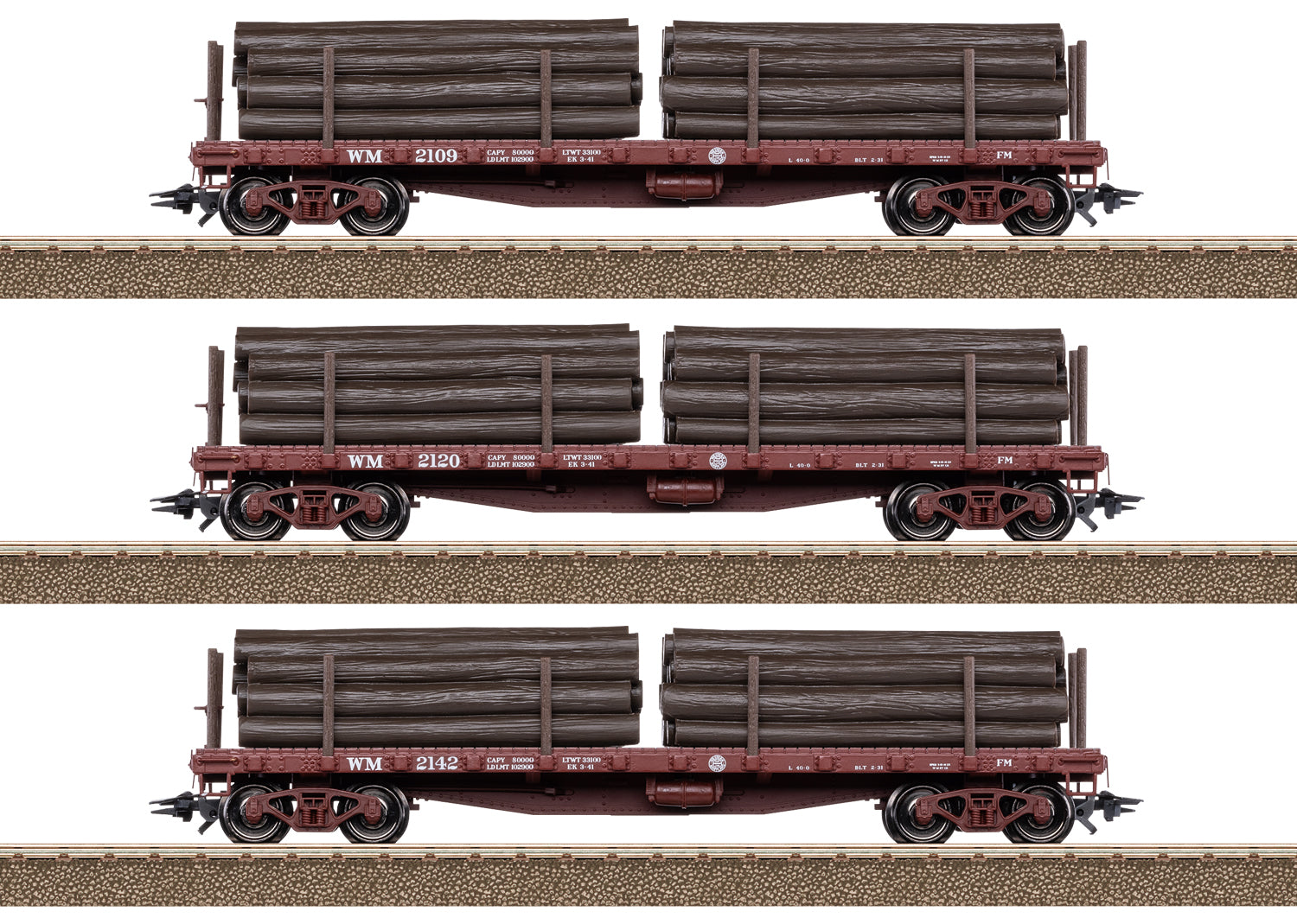 Minitrix HO 24922 US Stake Car Set for Shay, Western Maryland (3-Pack)