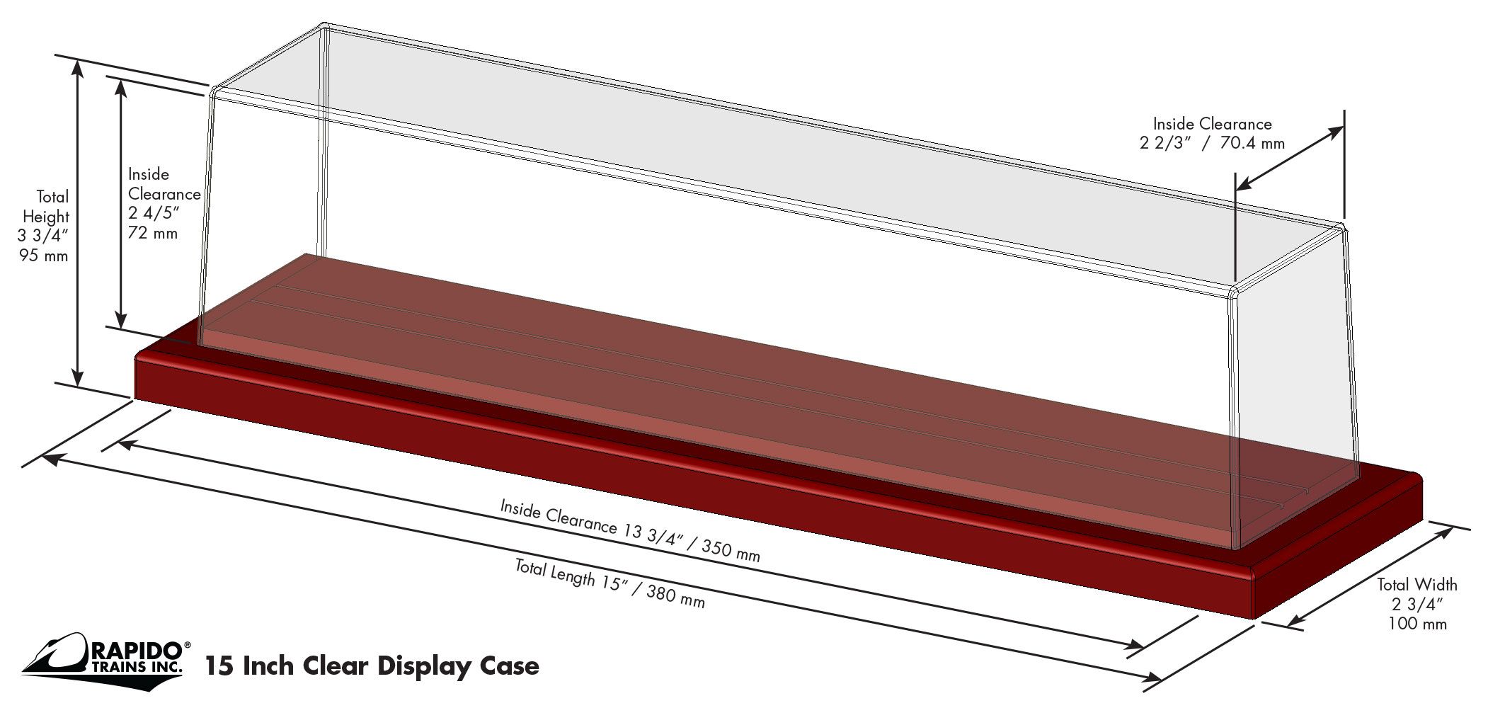 PREORDER Rapido HO 320511 15" Clear Display Case