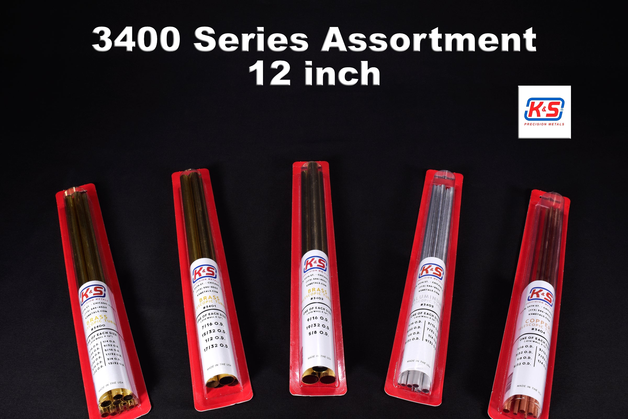 K&S Brass Telescopic Tubing (Medium) .014 Wall 12" Long