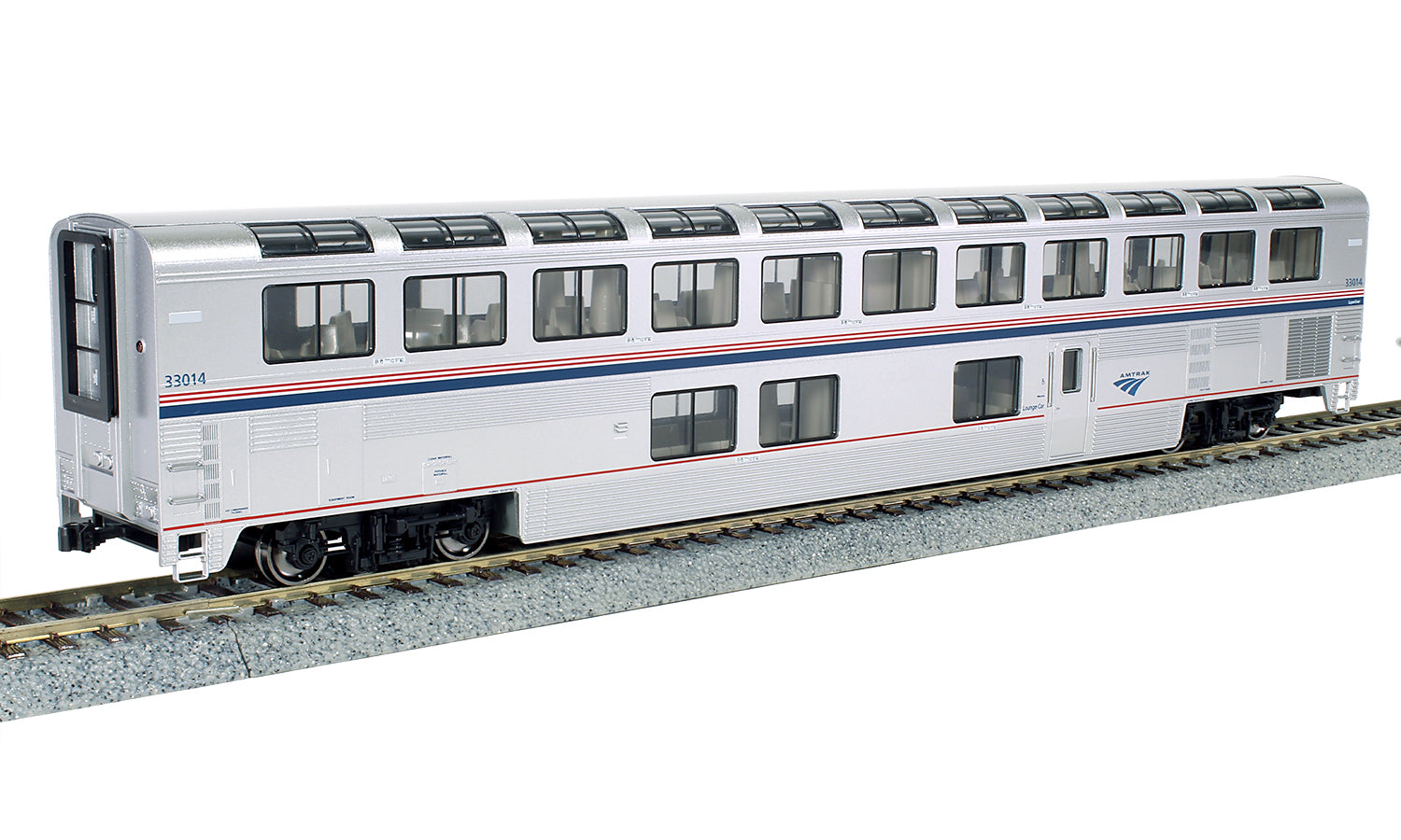 PREORDER Kato HO Superliner I Lounge with Interior Lighting, Amtrak Phase VI #33023