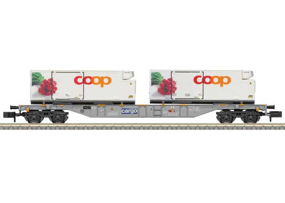 PREORDER Minitrix N T15493 Type Sgns Container Flatcar with Reefer Container Load, Swiss Federal Railways